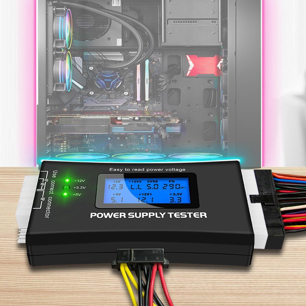 Alt view image 6 of 7 - Yankok [Digital Computer Power Supply Tester] for ATX ITX BTX PCI-E SATA HDD PSU 20/24 Pin LCD Display with Buzzer Alarm