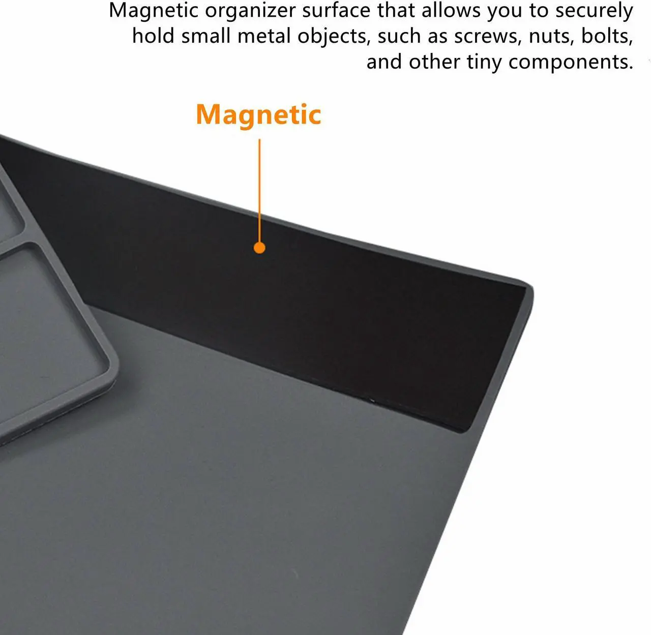 Alt view image 4 of 6 - Yankok [Magnetic Anti-Static Mat Gray 15.8 x 11.8 in.] Table Desk ESD Grounding Mats Silicone Solder Pad Electronics Repair Platform with Screw Notches (40 x 30 cm, Heat Resistant, Magnetic Organizer)