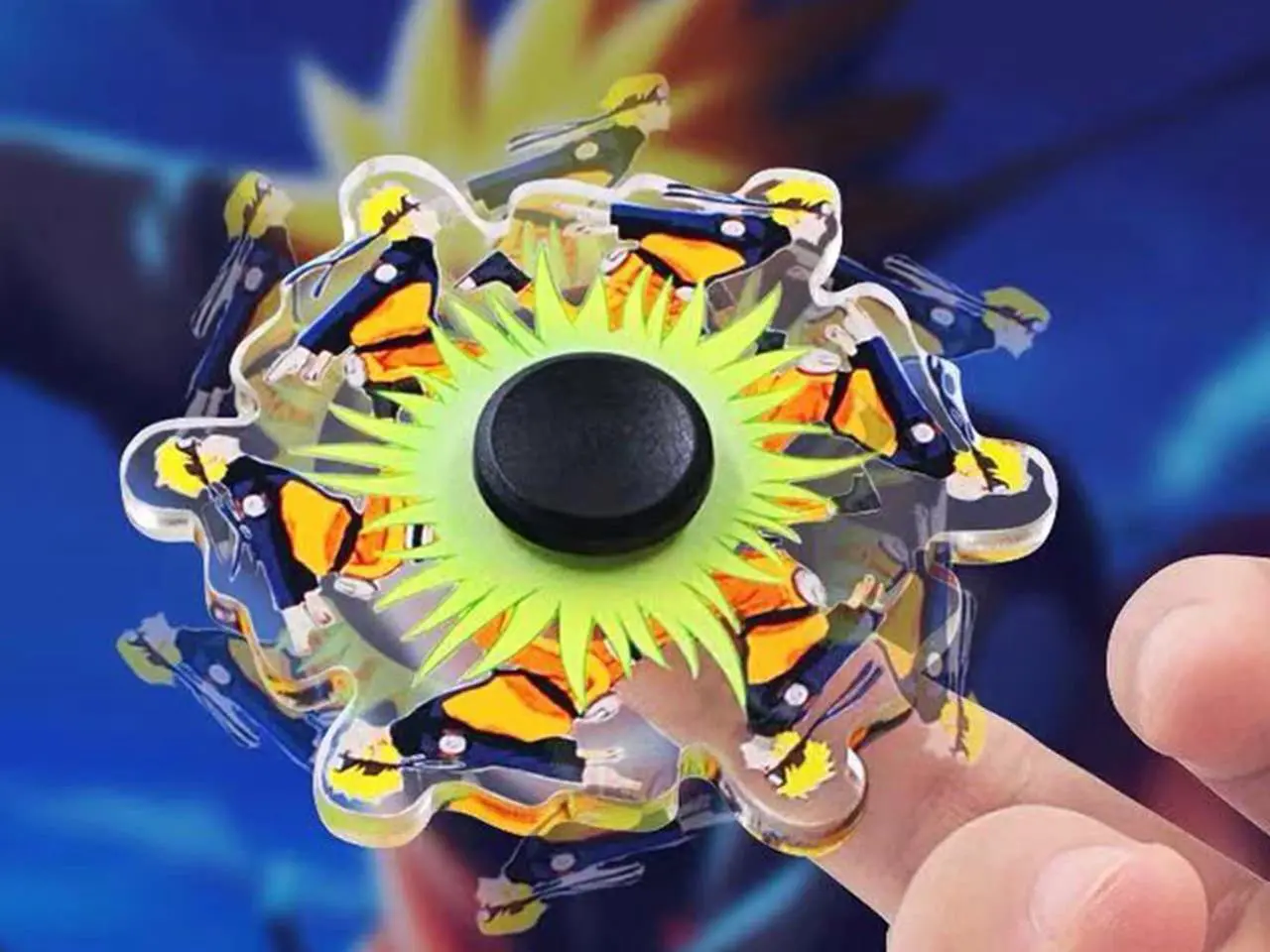 Alt view image 5 of 7 - 2021 New Fidget Spinner Toy, Running Animated Spinning Top Spinner Gyro Toy Stress Relief Toy for Adults Kids Dynamic Spinning top, Finger top, Naruto, Sasuke Juraya Alien, Space Blue Man