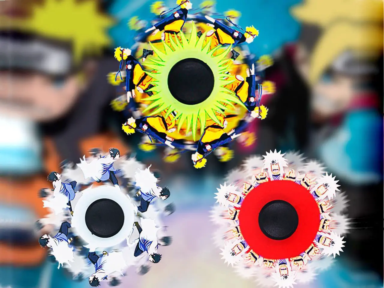 Alt view image 7 of 7 - 2021 New Fidget Spinner Toy, Running Animated Spinning Top Spinner Gyro Toy Stress Relief Toy for Adults Kids Dynamic Spinning top, Finger top, Naruto, Sasuke Juraya Alien, Space Blue Man