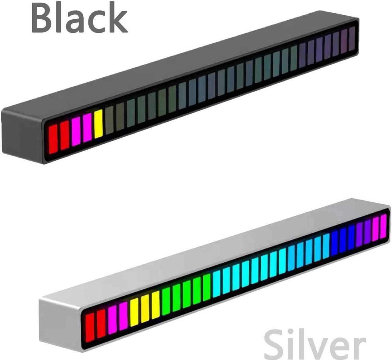 Alt view image 6 of 7 - Smart LED Light Bars,RGB Music Level Indicator Light Voice Sound Control Audio, Built-in Battary, 32 Bit for Car Gaming, PC, TV, Room Sound control ambient light pickup light(Silver)