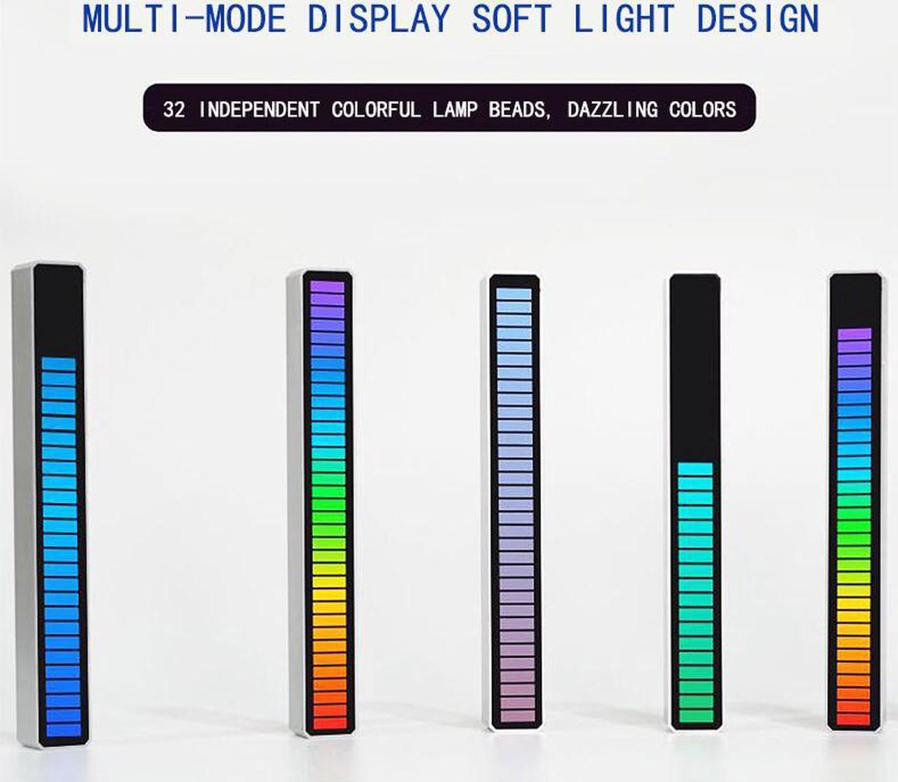 Alt view image 5 of 7 - Smart LED Light Bars,RGB Music Level Indicator Light Voice Sound Control Audio, Built-in Battary, 32 Bit for Car Gaming, PC, TV, Room Sound control ambient light pickup light(Silver)
