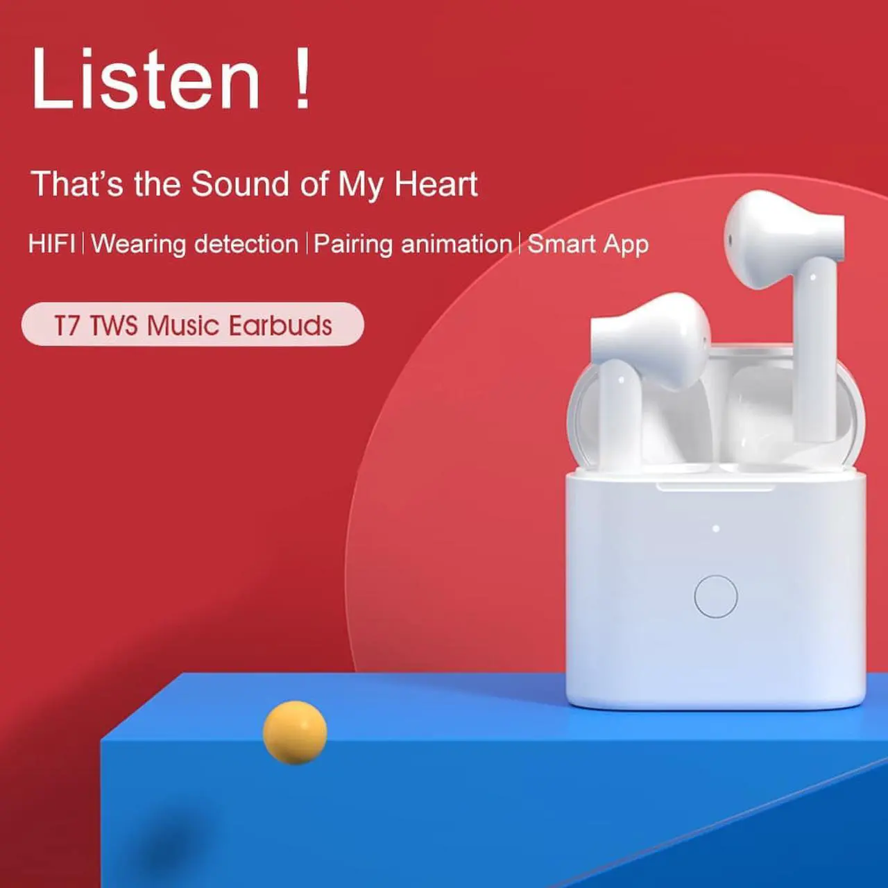 Alt view image 5 of 7 - QCY T7 TWS Earbuds Bluetooth 5.1 True Wireless Headphones HiFi Stereo Music Earphones Twins Sports Headset ENC Noise Cancelling Touch Control with Mic Charging Box QCY Smart APP