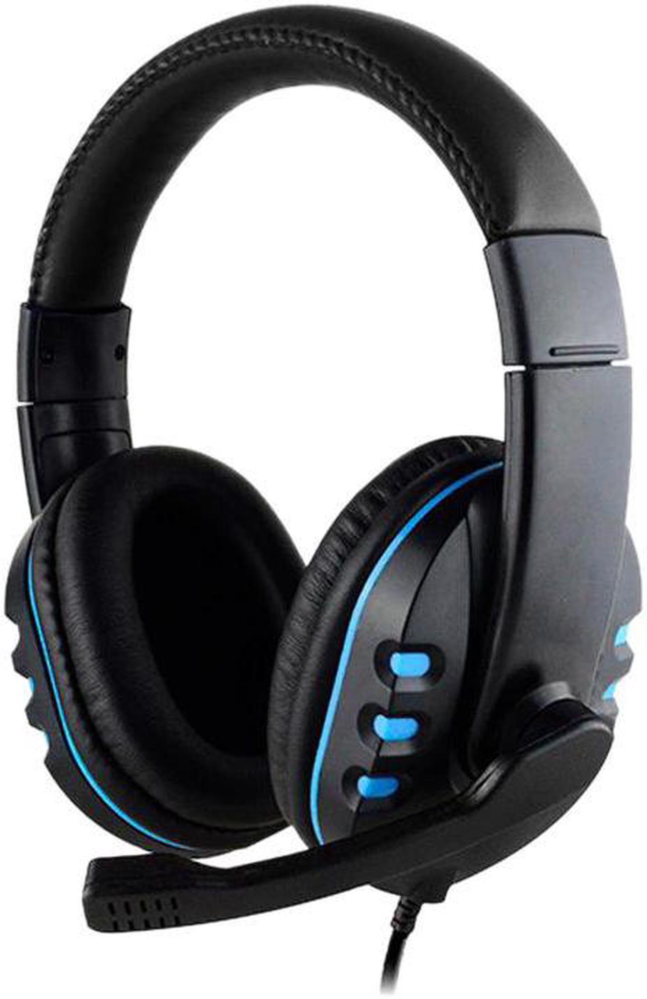 3.5mm Wired Headphone With Mic Gaming Headset Earphone Low Bass Stereo For Ps4  One Pc(Blue)