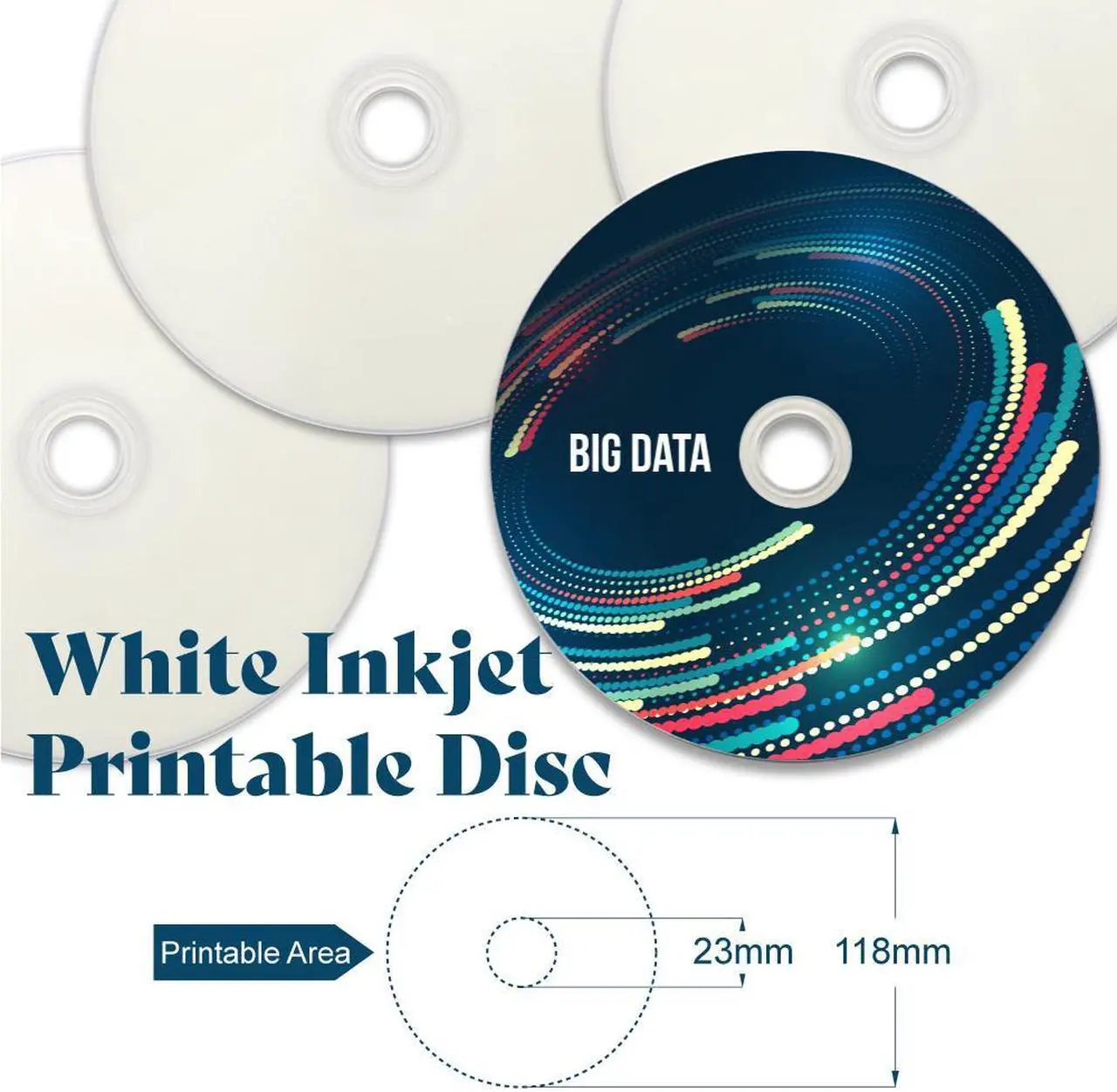 Alt view image 3 of 6 - PioData DVD-R 4.7GB 16X Moisture Resistant White Inkjet Hub Printable - 100 Disc Cake Box Spindle