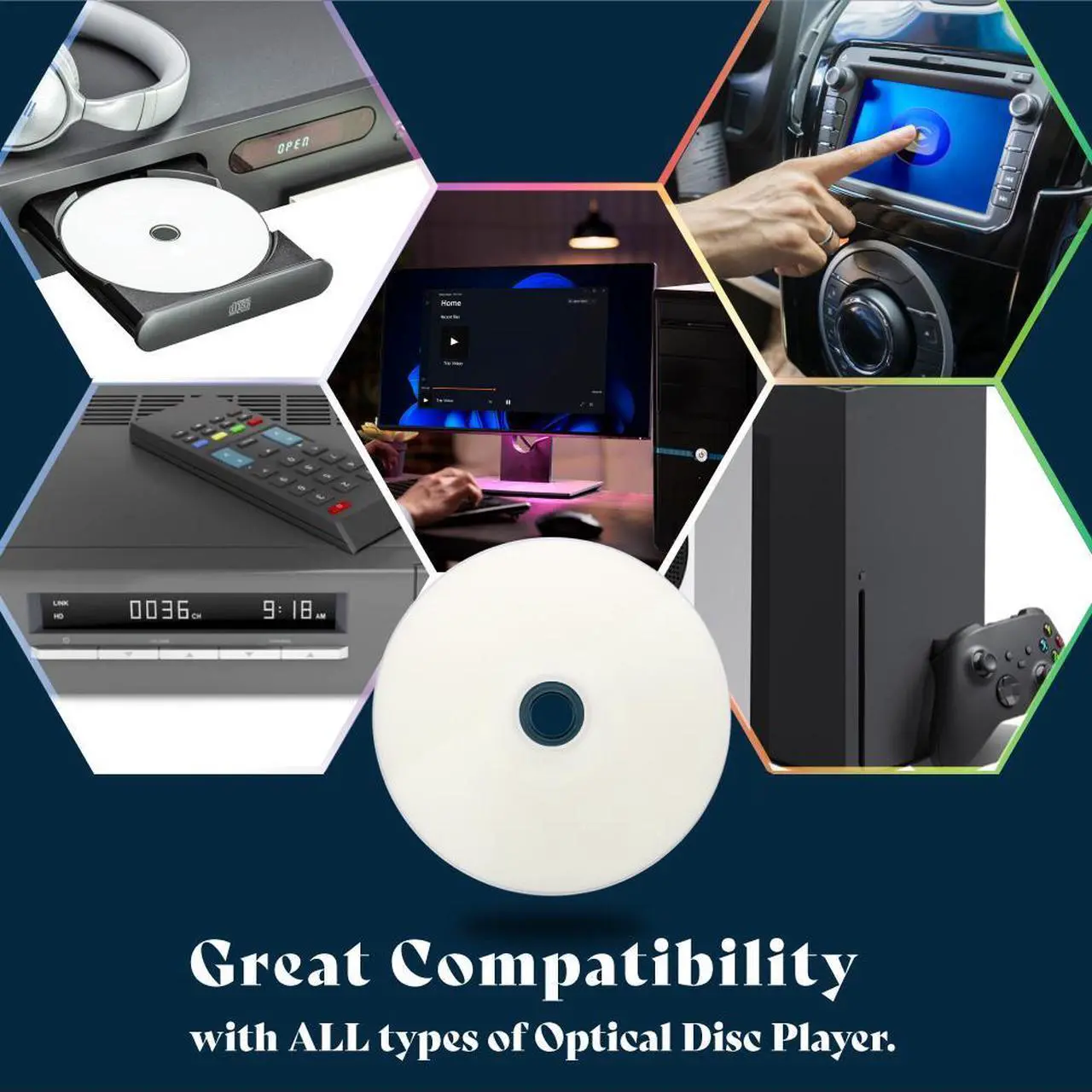 Alt view image 5 of 6 - PioData DVD-R 4.7GB 16X Moisture Resistant White Inkjet Hub Printable - 100 Disc Cake Box Spindle