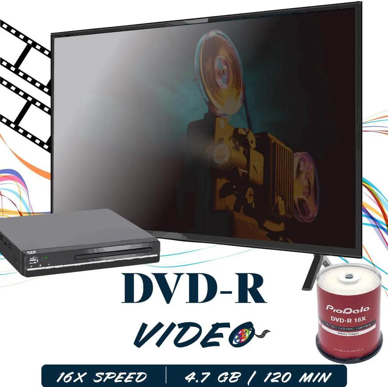Alt view image 6 of 6 - PioData DVD-R 4.7GB 16X Moisture Resistant White Inkjet Hub Printable - 100 Disc Cake Box Spindle