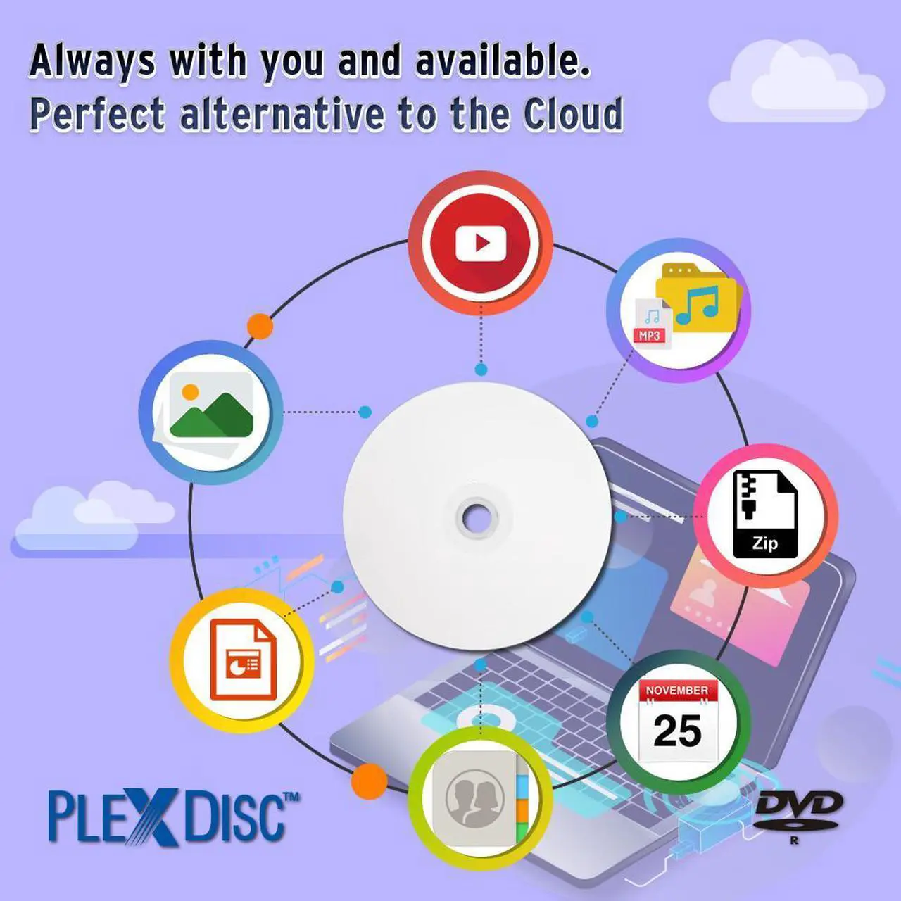 Alt view image 6 of 7 - PlexDisc DVD-R 4.7GB 16X White Inkjet Printable Surface Hub Printable Cake Box, 100 discs 632-215-BX