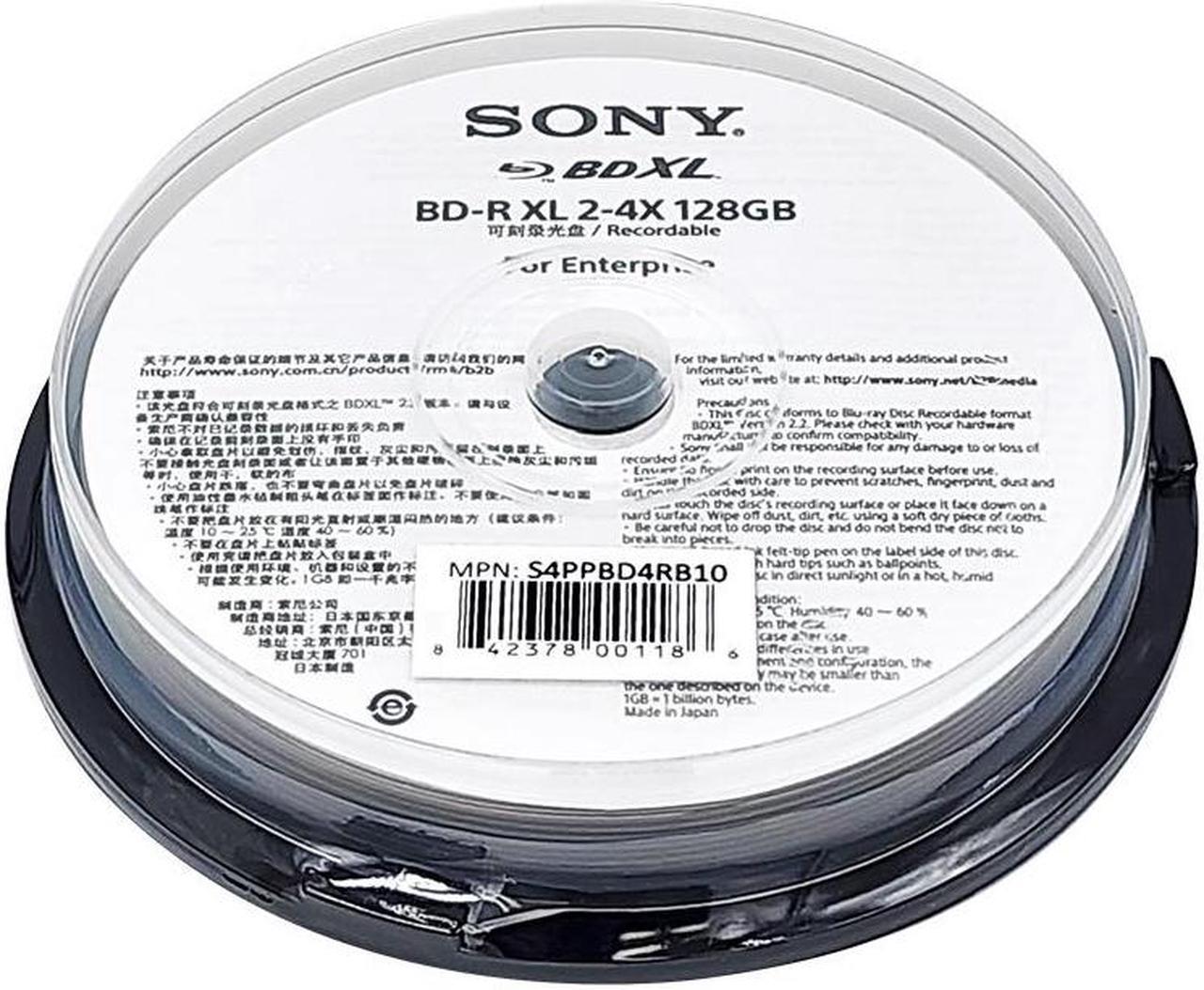 Main image of Sony 4X 128GB BDXL Quad Layer BD-R XL White Inkjet Printable Blu-ray Recordable 50 year archival discs - 10 Discs