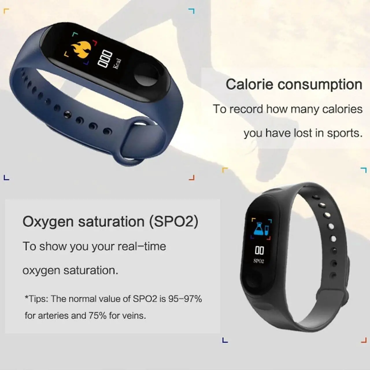 Alt view image 3 of 6 - Smart Watch Blood Pressure Heart Rate Monitor Bracelet Wristband for iOS Android