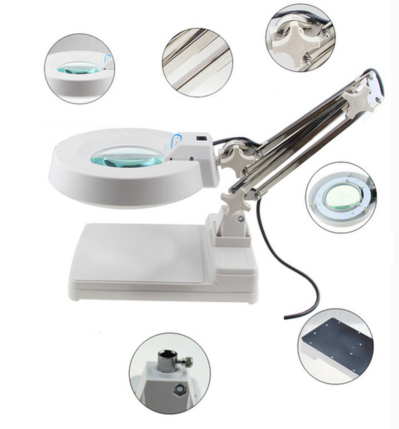 thumbnail image 2 of TECHTOGNDA 15X Magnifier Desk Lamp – White Glass Lens, LED Light, Repair Table Tool, MPN 140058 2 of 5