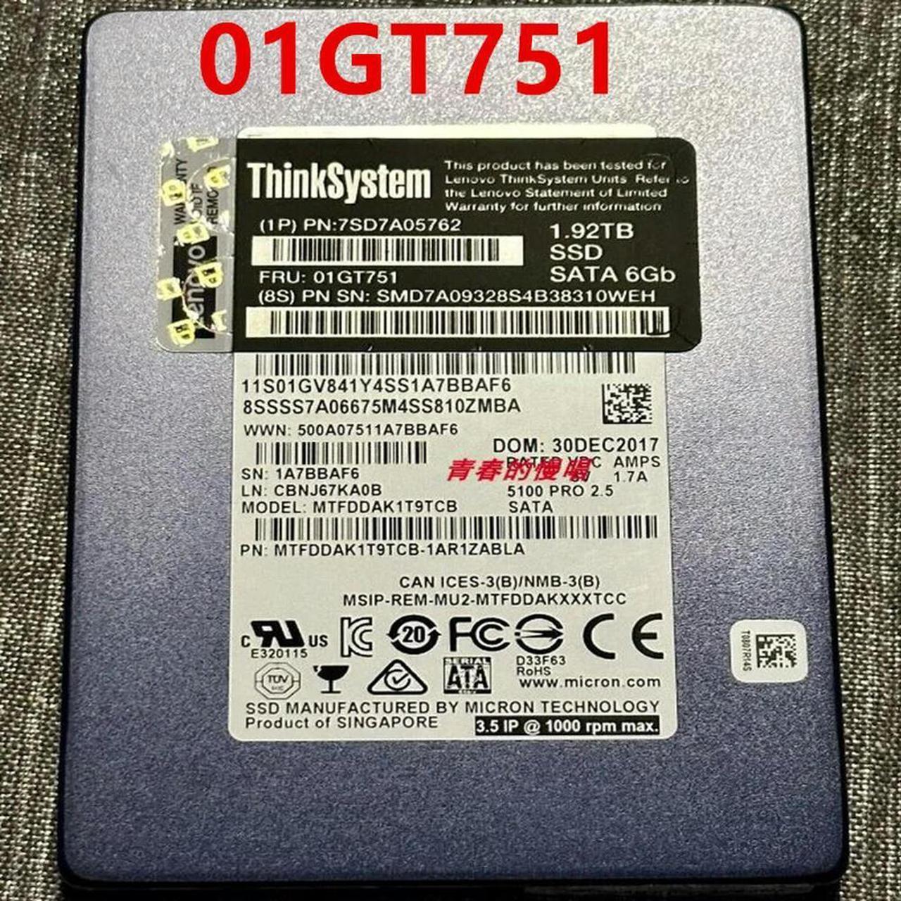 FOR Solid State Drive For SR860 650 2.5 SSD SATA 1.92TB For 7SD7A05762 01GT751