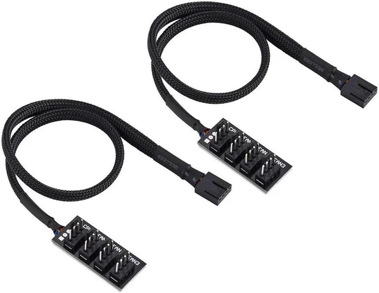 FOR 2 Pack PWM Splitter,4-Pin Computer CPU/Case PWM Fan Hub,15 Inch 4-Pin Power Cable,For 12V Desktop Computer Cooler Case