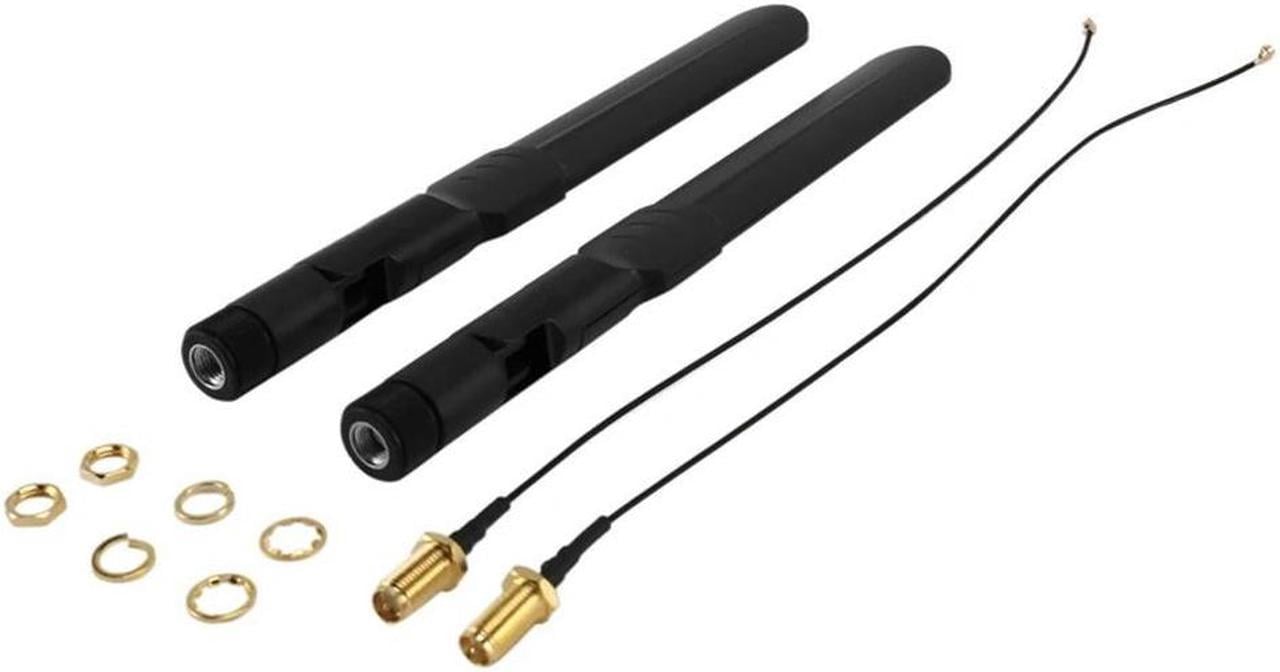 FOR Dual Band WiFi 2.4GHz 5GHz 5.8GHz 8DBi RP-SMA Male Antenna & 20cm 8 Inch U.FL to RP-SMA Female Pigtail Cable 2-Pack