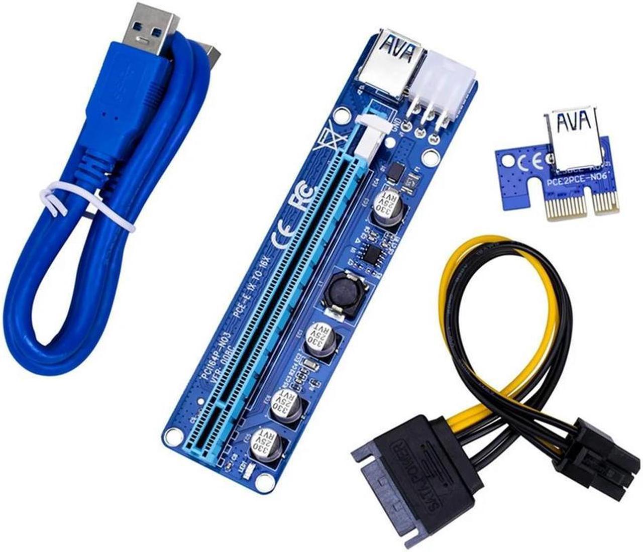 FOR 60Cm VER 008C Molex 6 Pin PCI Express PCIE PCI-E Riser Card 1X To 16X Extende USB3.0 Cable Mining Miner