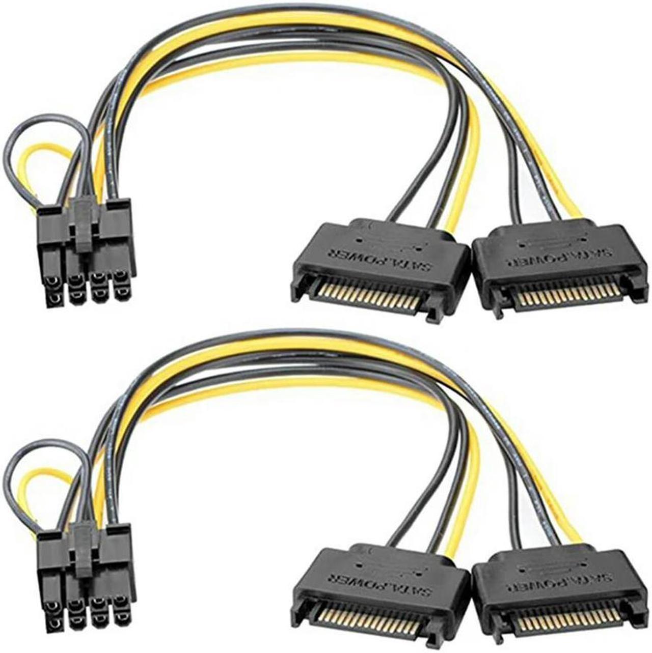 FOR 2Pcs Graphics Card Power Adapter Cable Dual SATA 15Pin Revolution 8PIN GPU Power Adapter Cable For Mining 20Cm