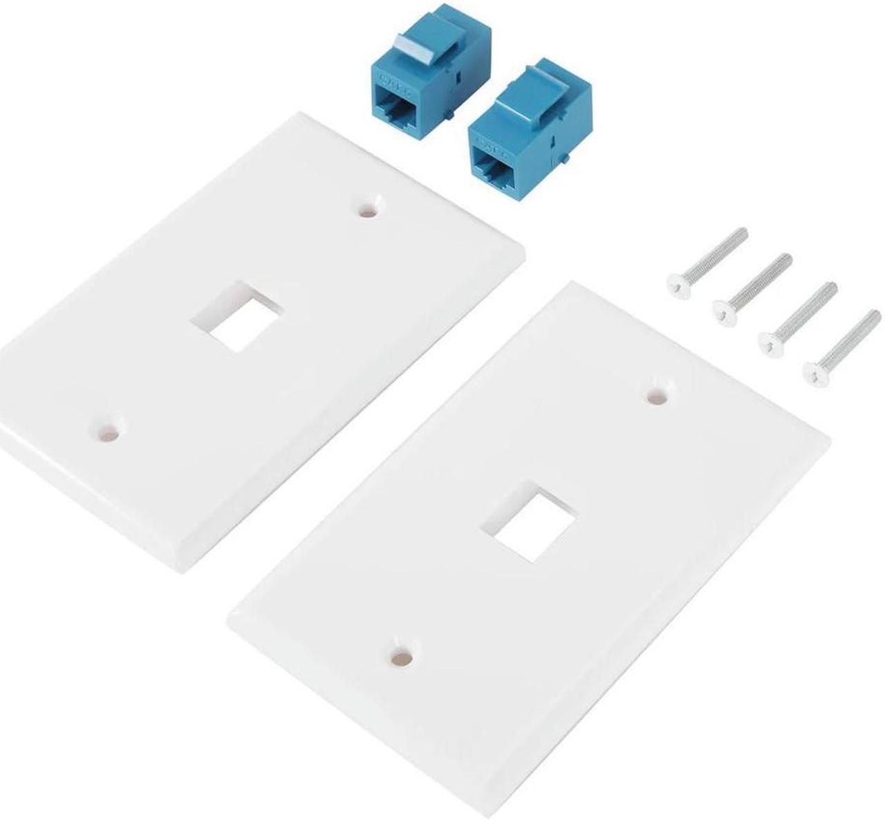 FOR 2-Pack 1 Port Ethernet Wall Plate RJ45 Cat6 Female to Female Jack Inline Coupler Face Plates 1-Port