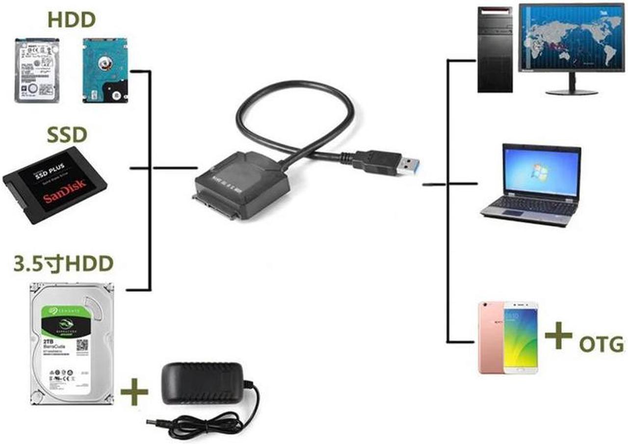 FOR Sata Adapter Cable USB 3.0 To Sata Converter 2.5/3.5 Inch Hard Disk Drive for HDD SSD USB3.0 To Sata Cable,No Plug