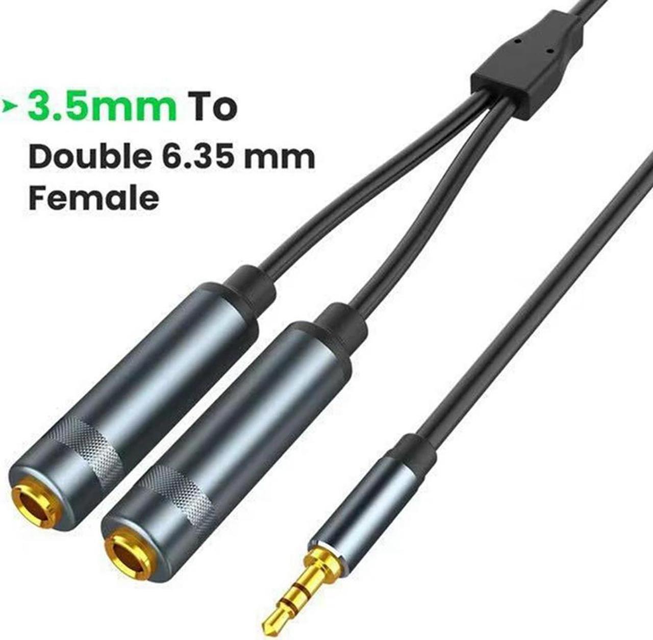 FOR 3.5Mm To Dual 6.35Mm Audio Cable Adapter 3.5Mm 6.35Mm Jack Splitter Audio Cable For Computer Mixer Amplifier Speaker