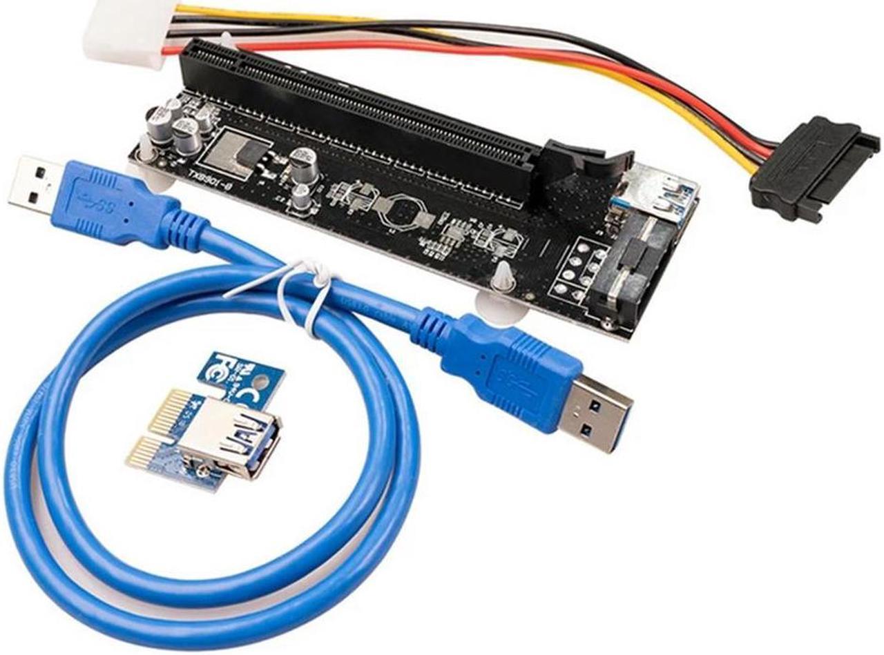 FOR USB 3.0 PCIE Express 1X To 16X Ext Riser Adapter Card SATA 15Pin Male To 6Pin Power Cable For GPU Miner Mining