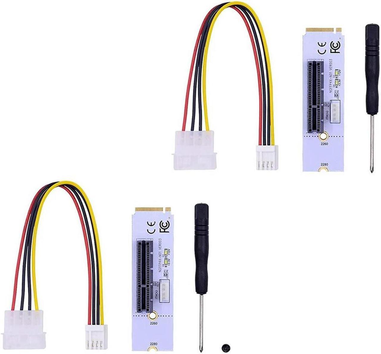 FOR NGFF M.2 To PCI-E 4X Riser Card M2 Key M To Pcie X4 Adapter With LED Voltage Indicator For ETH GPU BTC Mining 2 Pack