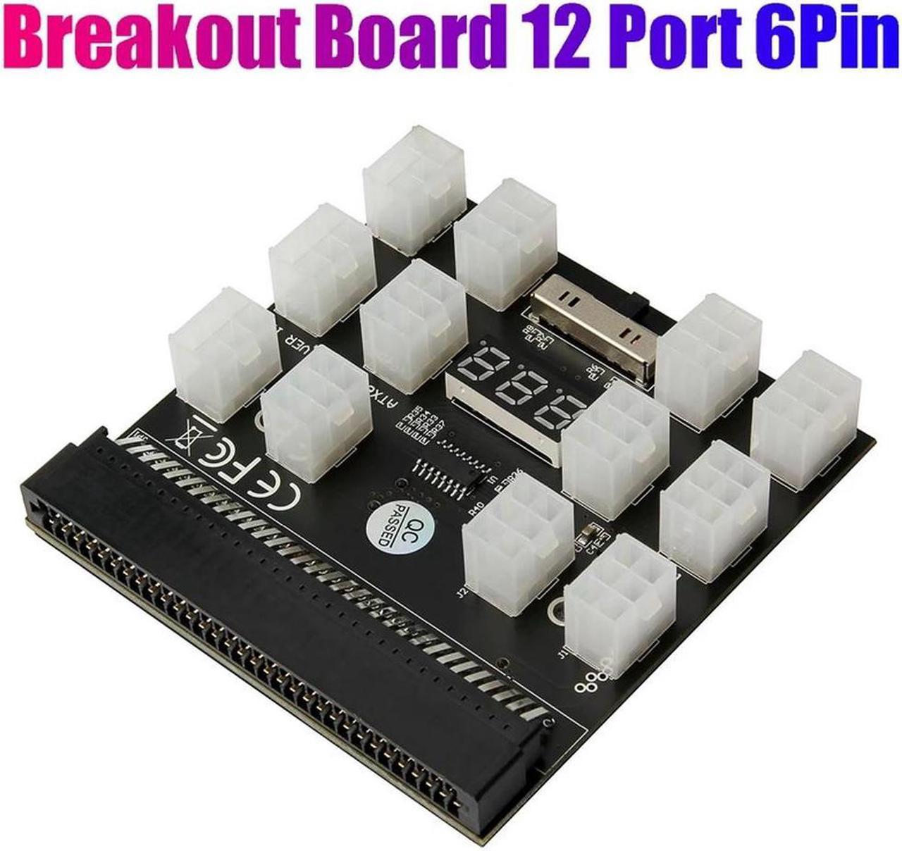 FOR Breakout Board 12 Port 6Pin LED Display Power Module Server Card Adapter For 1200W 750W PSU GPU Miner Mining BTC ETH