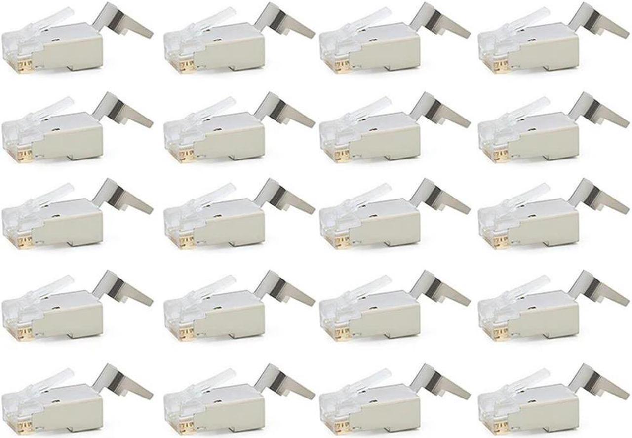 FOR 20 Pcs Cat6/6A RJ45 Pass Through Modular Plugs Shielded (STP) External Ground Connector,EZ Crimp