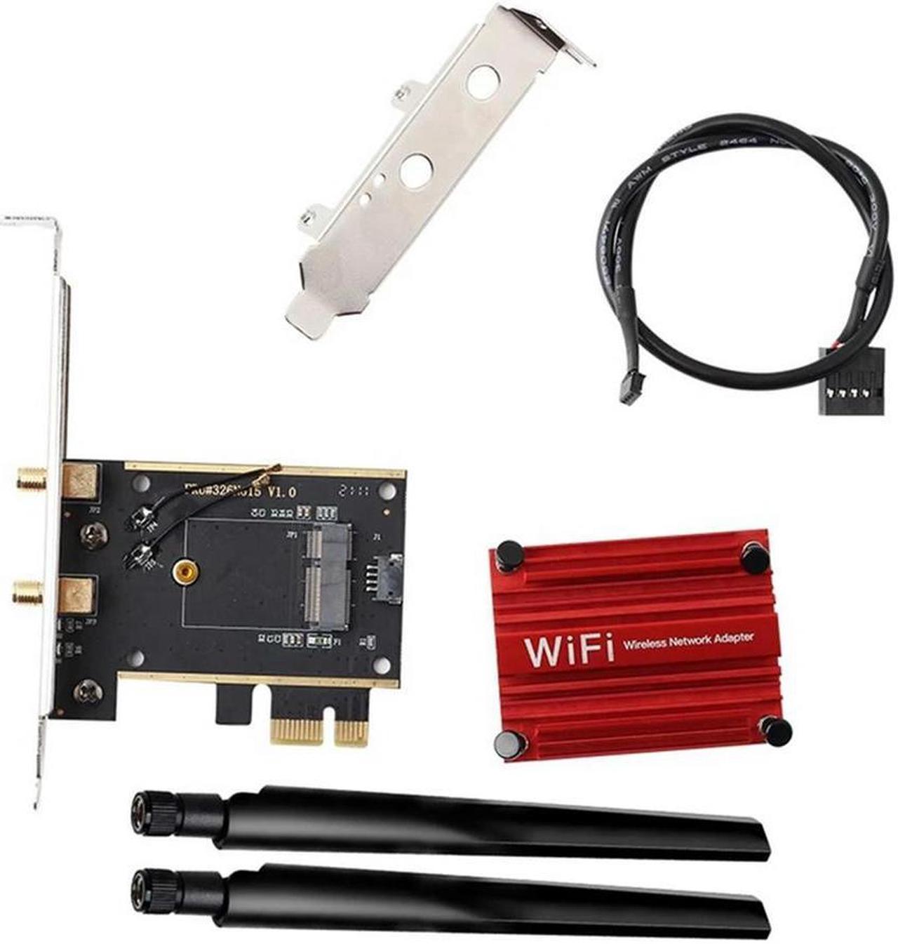 FOR M.2 To PCIE Wifi Adapter Converter NGFF M.2 Wifi Card With 2X Antenna For AX210 AX200 9260 8265