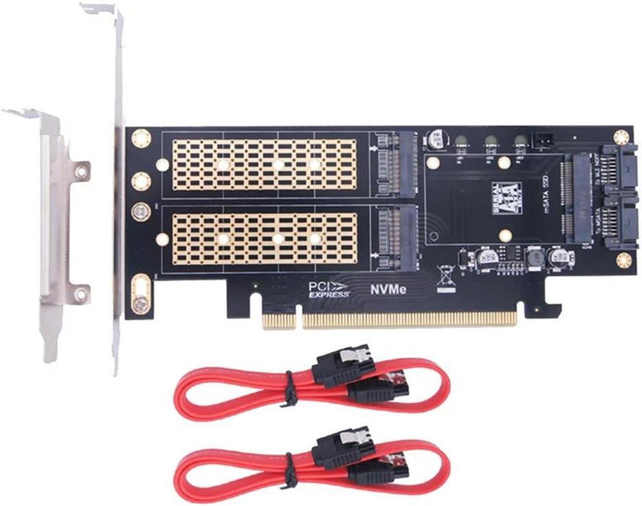 FOR M.2 NVMe SSD NGFF To PCIE 3.0 X16 Adapter M Key B Key MSATA PCI Expansion SATA 3 in 1 Converter Riser,Red