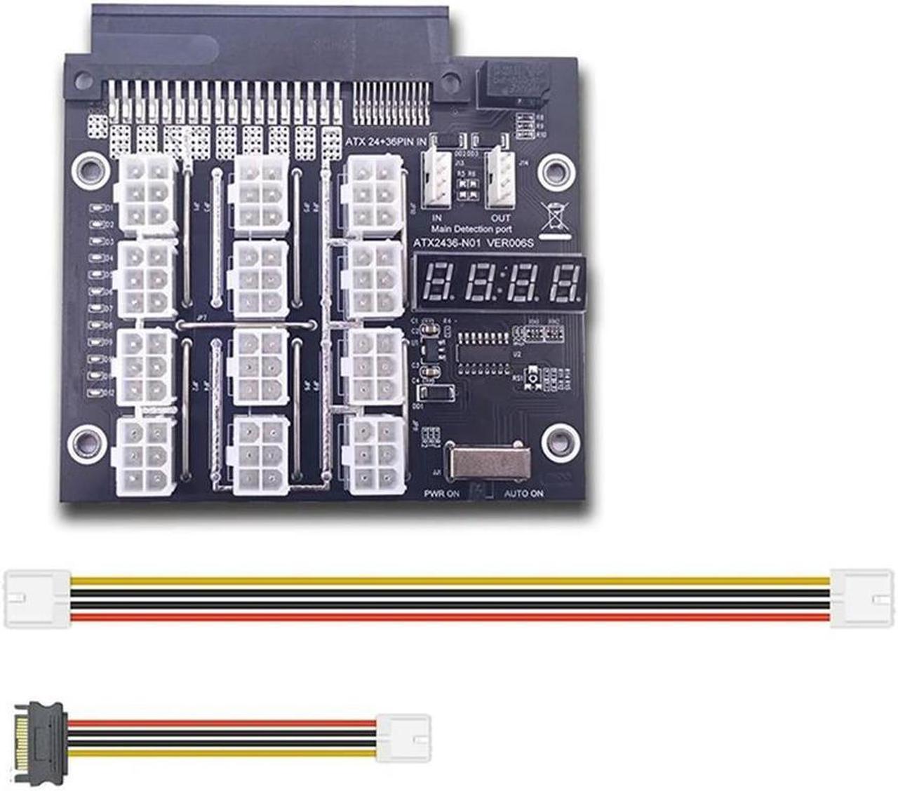 FOR Mining Breakout Board 12Port 6Pin Power Supply Module Board With LED 4Pin Cable For PSU Server 750W 1100W 1600W