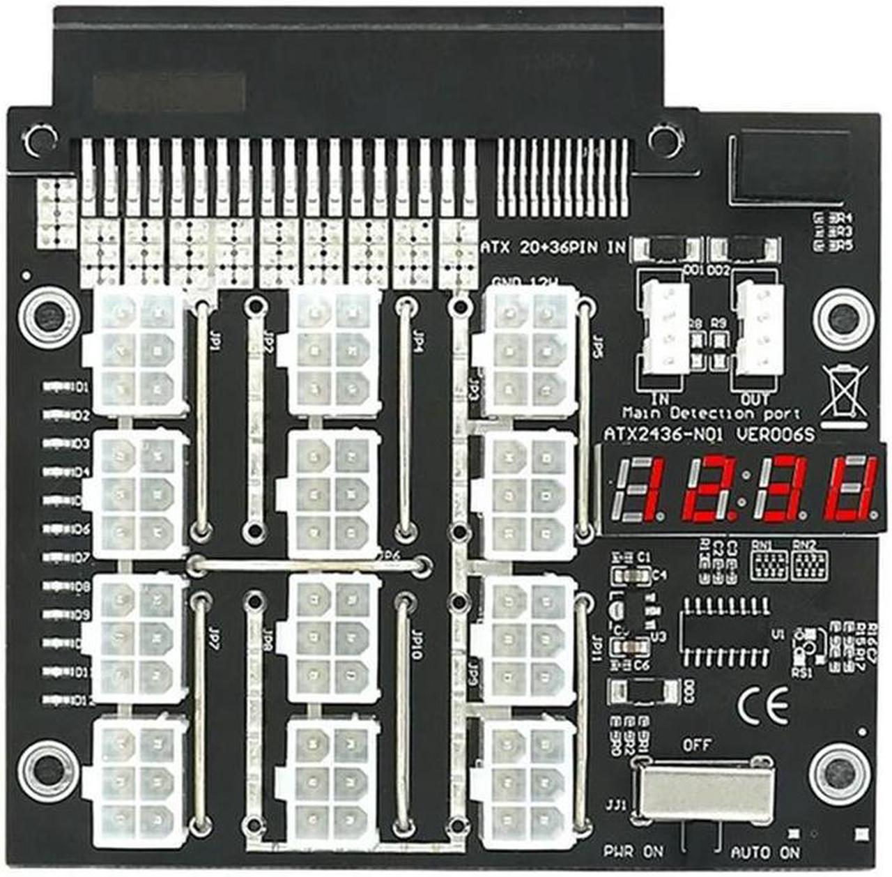 FOR Upgraded ATX 12X 6Pin Power Breakout Board With Flash LED Display 12V Power Module 2400W For PSU And BTC Mining