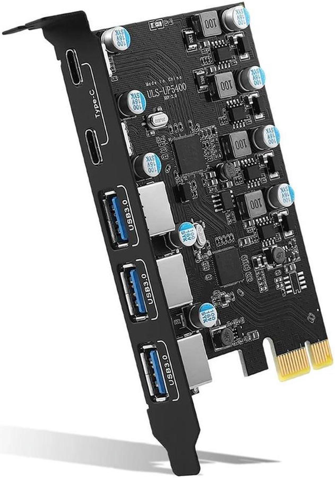 FOR Pcie To USB 3.0 Card,5 Ports Gen 2 20Gpbs,Pcie USB Motherboard Card For PC Desktop Support Ws 7/8/10 OS