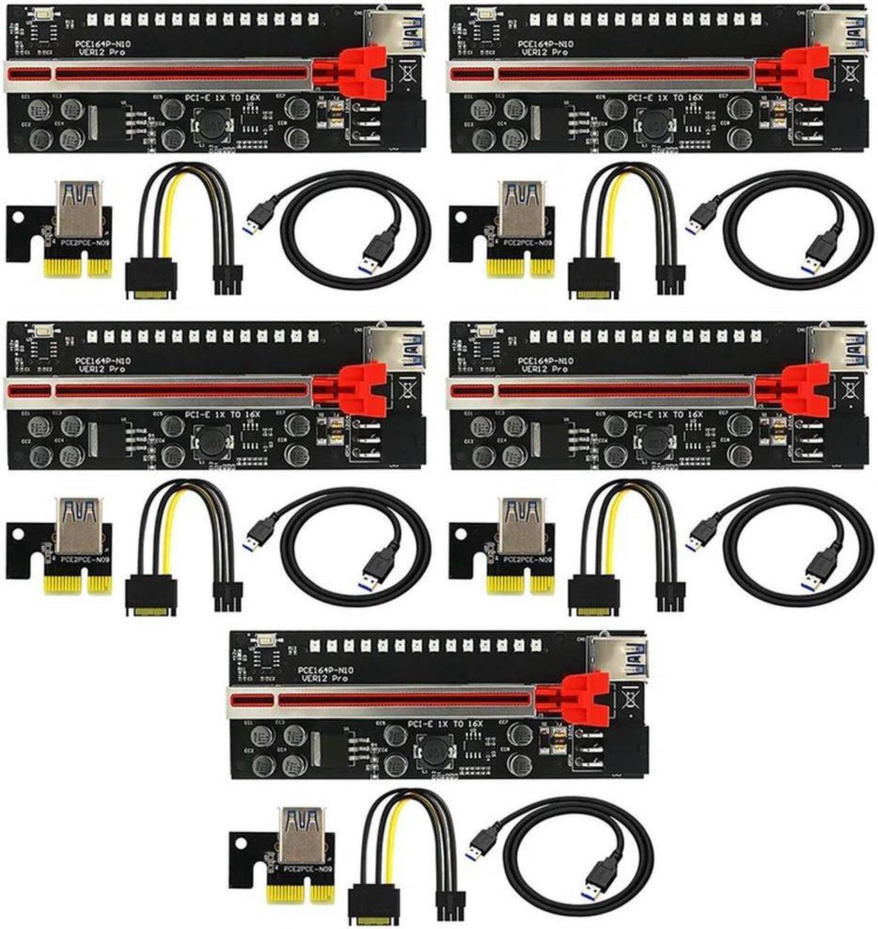 FOR 5Pcs Colorful Riser VER12 Pro PCI-E PCIE PCI Express Card GPU 1X X16 6Pin SATA Adapter Cable Mining Riser For Video Card