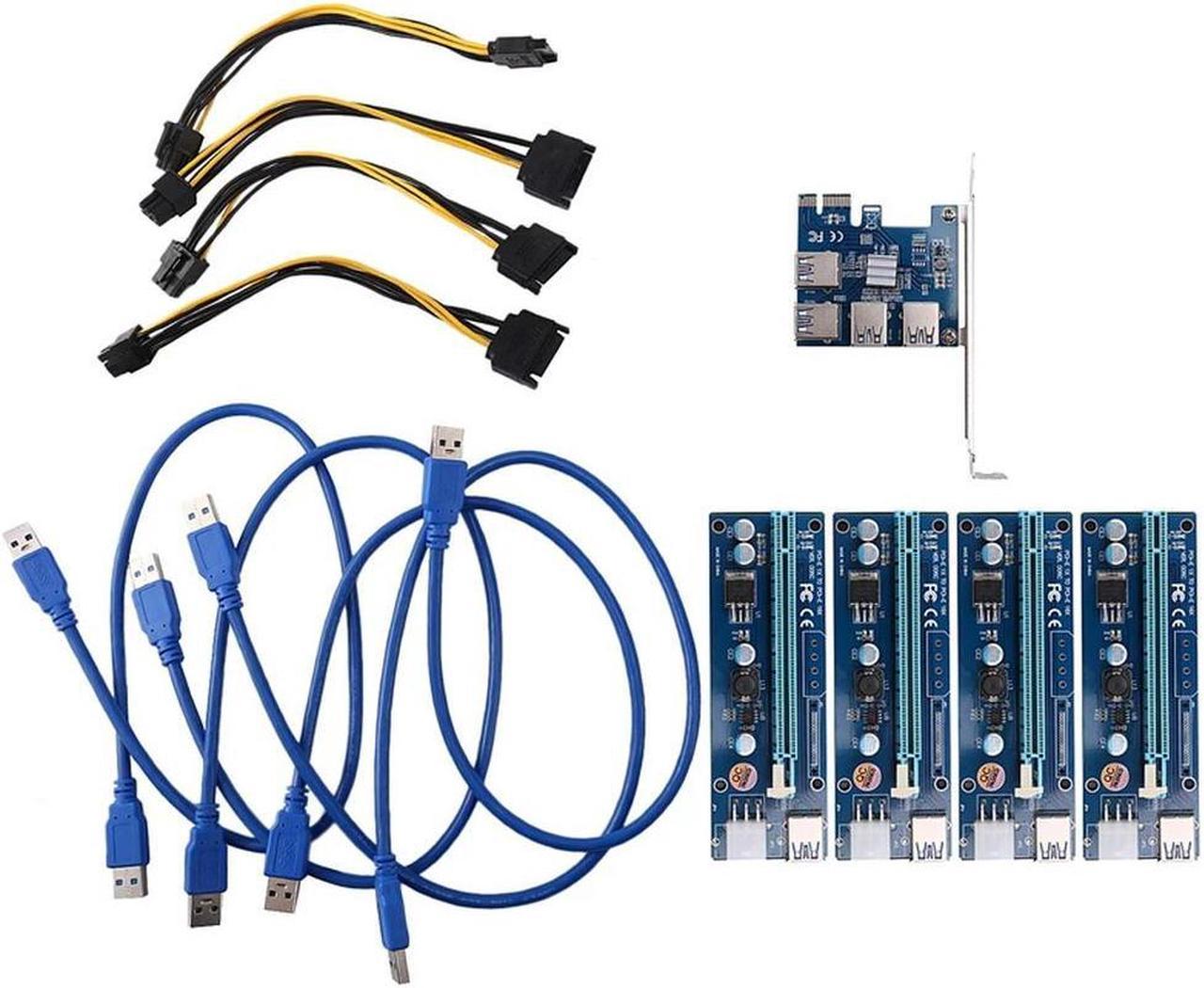 FOR PCI-E To USB Riser Board 1 To 4 Adapter 4-Port PCI-E To USB 3.0 Ext Card Pcie Port Multiplier Card Mining Accessory