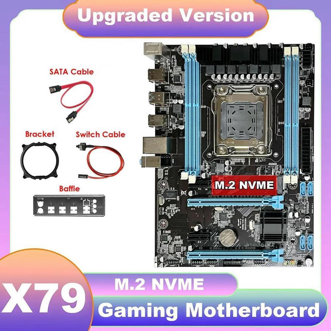 FOR X79 Motherboard+SATA Cable+Switch Cable+Baffle+Bracket LGA2011 M.2 NVME Support 4XDDR3 Gigabit LAN Desktop Motherboard