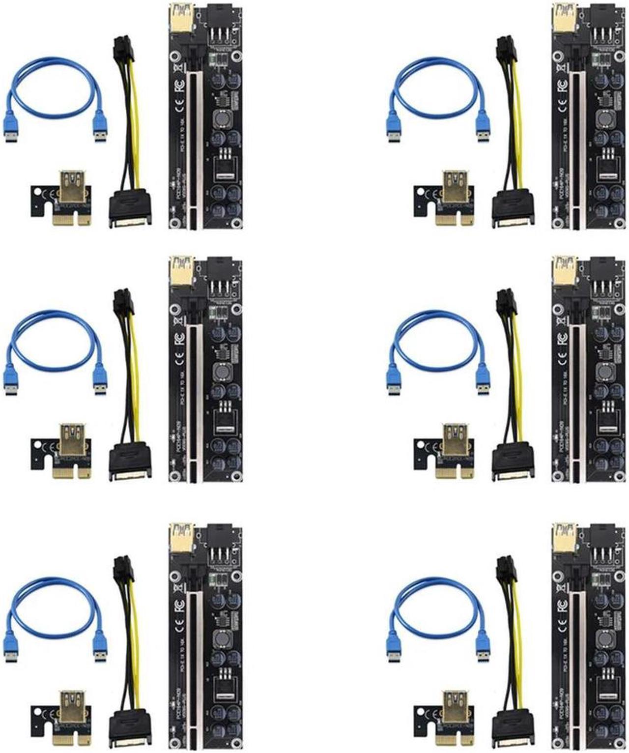 FOR 10 Pcs VER009S Plus PCI-E PCIE Riser Card 009S PCI Express Adapter Molex 6Pin SATA To USB 3.0 Cable 1X 16X Ext