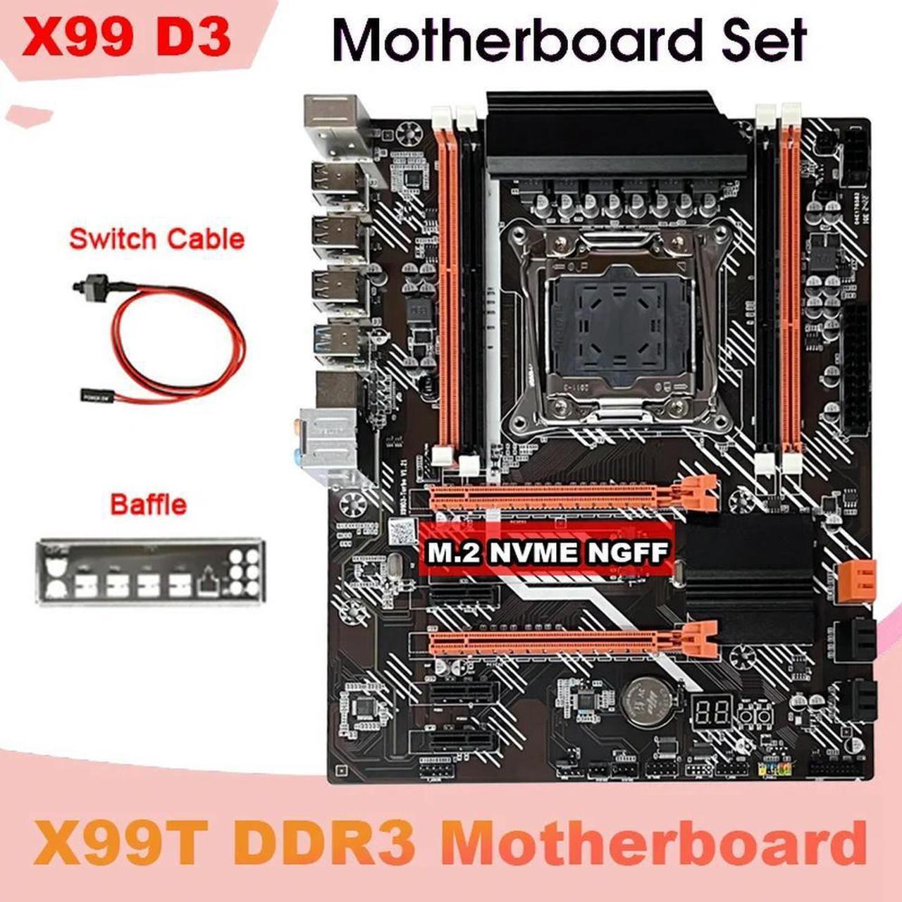 FOR 1 Set X99T Motherboard +Switch Cable+Baffle LGA2011 V3 M.2 NVME NGFF Support E5 2666 E5 2673 E5 2678 V3 CPU