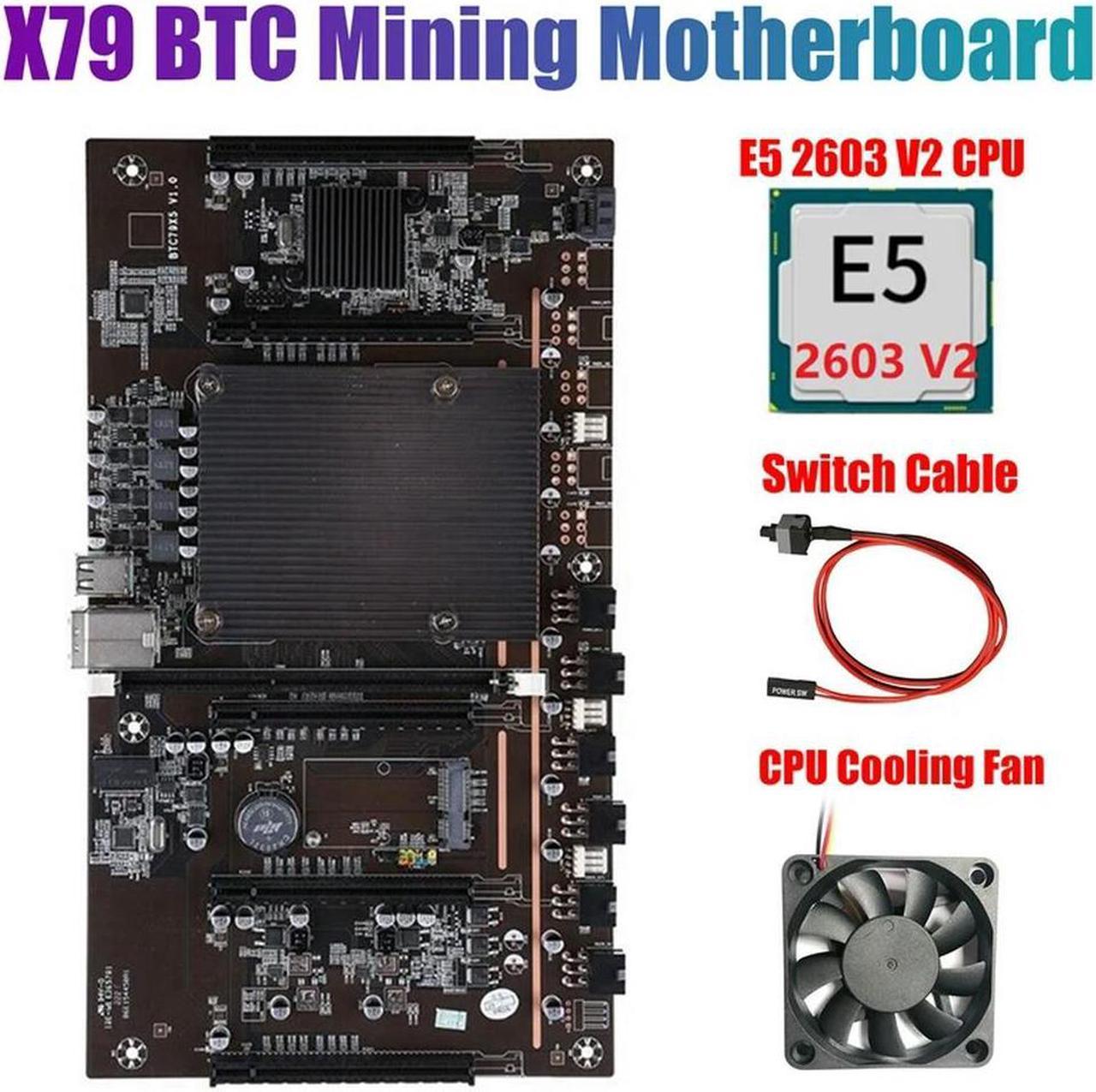 FOR BTCX79 H61 Mining Motherboard With E5 2603 V2 CPU+Fan+Switch Cable DDR3 Support 3060 3070 3080 Graphics Card For BTC