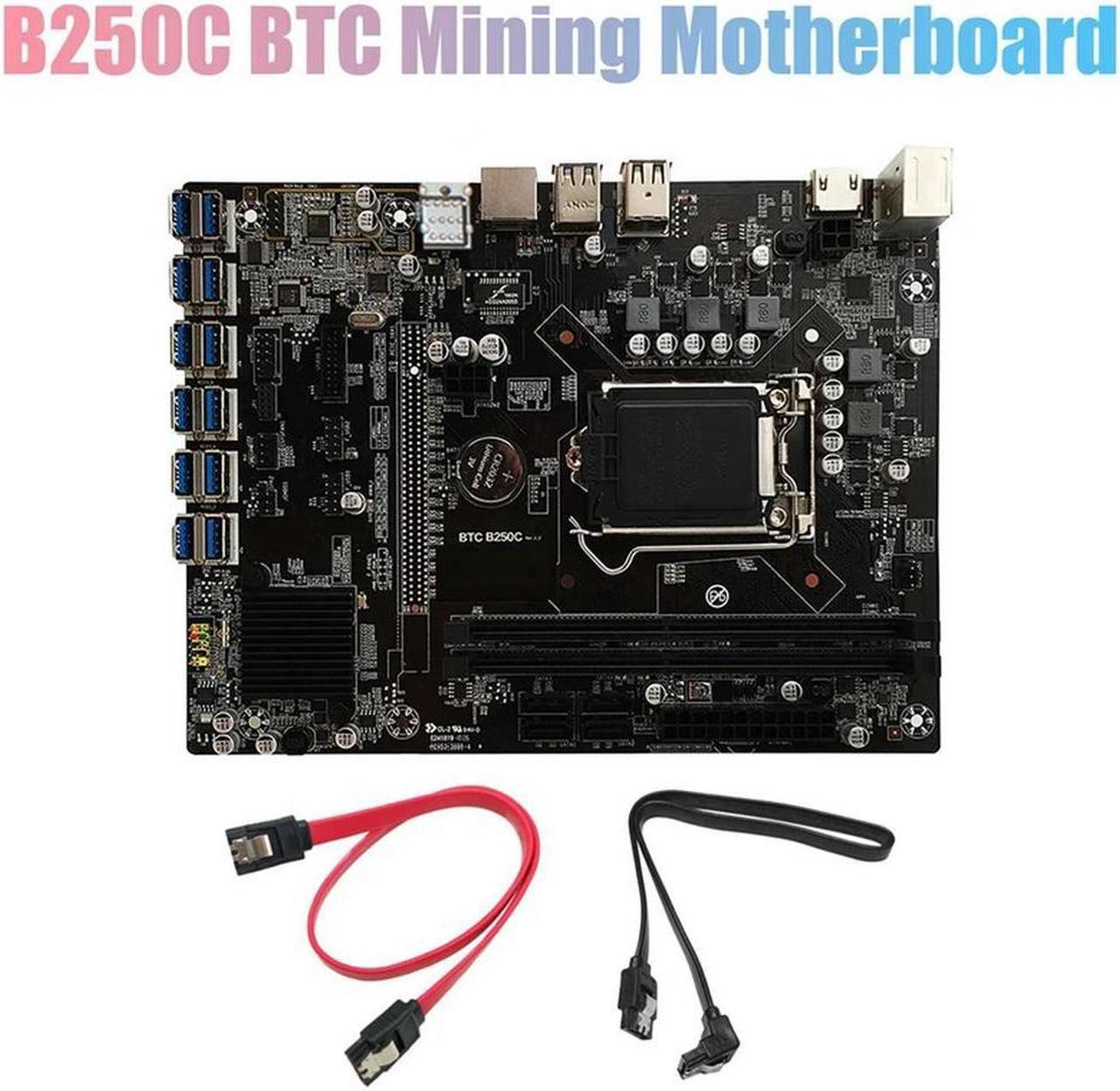 FOR B250C BTC Mining Motherboard With 2XSATA Cable 12XPCIE To USB3.0 Graphics Card Slot LGA1151 Support DDR4 RAM Motherboard