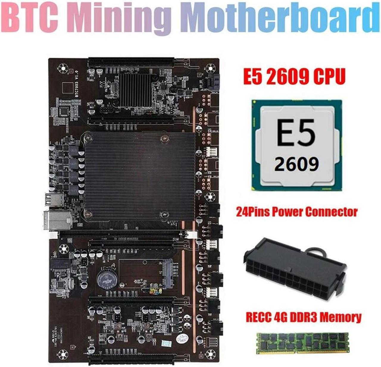 FOR X79 BTC Miner Motherboard With E5 2609 CPU+RECC 4G DDR3 Ram+24 Pins Connector Support 3060 3070 3080 GPU For BTC Mining