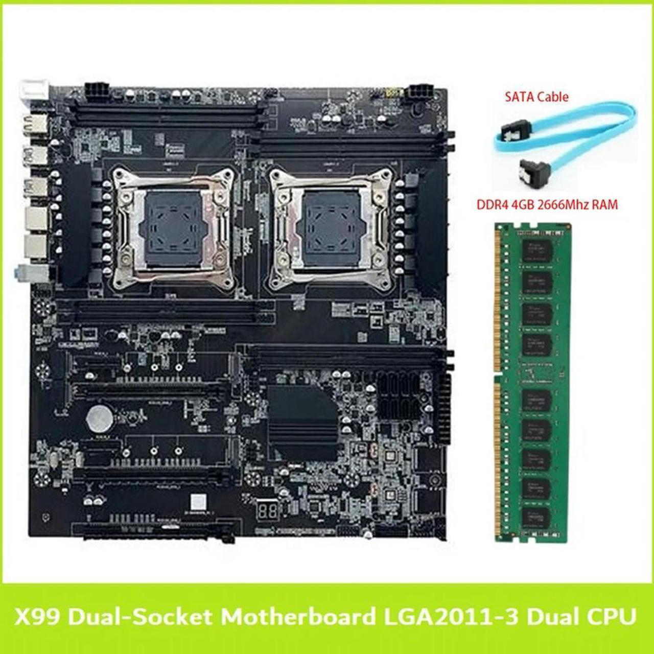 FOR X99 Dual-Socket Motherboard LGA2011-3 Dual CPU Support RECC DDR4 Memory With DDR4 4GB 2666Mhz RAM Memory+SATA Cable