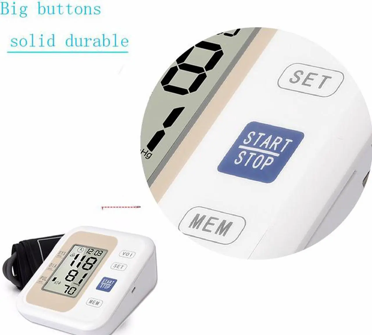 Alt view image 6 of 7 - Medical Upper Arm Blood Pressure Monitor; With 99-Reading Memory and Large Screen, Soft Wide-Range Cuff