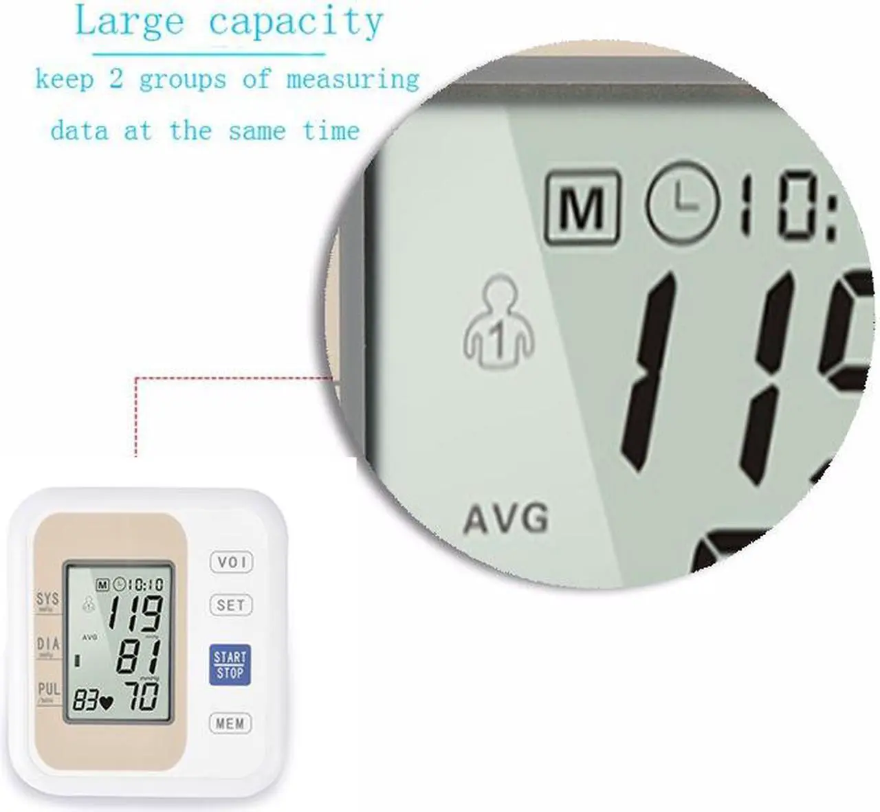 Alt view image 7 of 7 - Medical Upper Arm Blood Pressure Monitor; With 99-Reading Memory and Large Screen, Soft Wide-Range Cuff