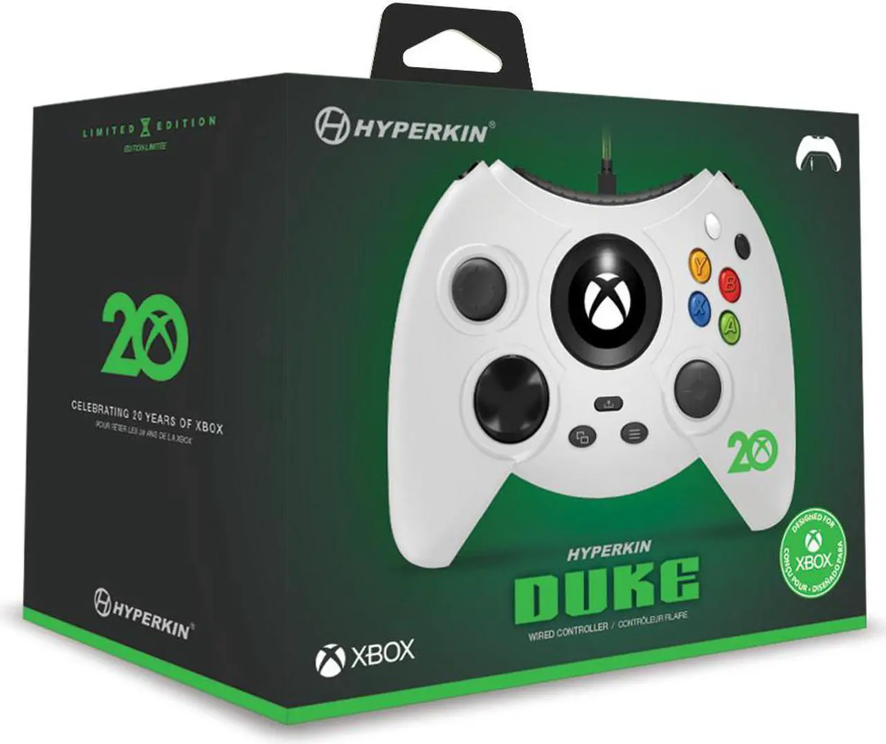 Alt view image 2 of 8 - Hyperkin Duke Wired Controller White - Xbox Series X/Xbox Series S/Xbox One/Windows 10 - Xbox 20th Anniversary Edition