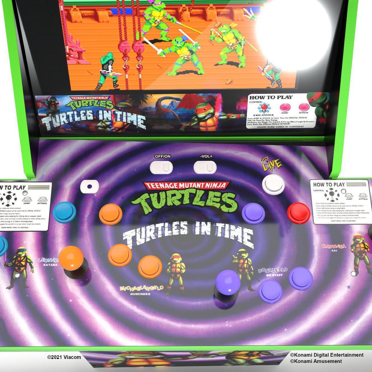 Alt view image 4 of 8 - Arcade1Up Teenage Mutant Ninja Turtles: Turtles in Time Home Arcade with Riser and Stool