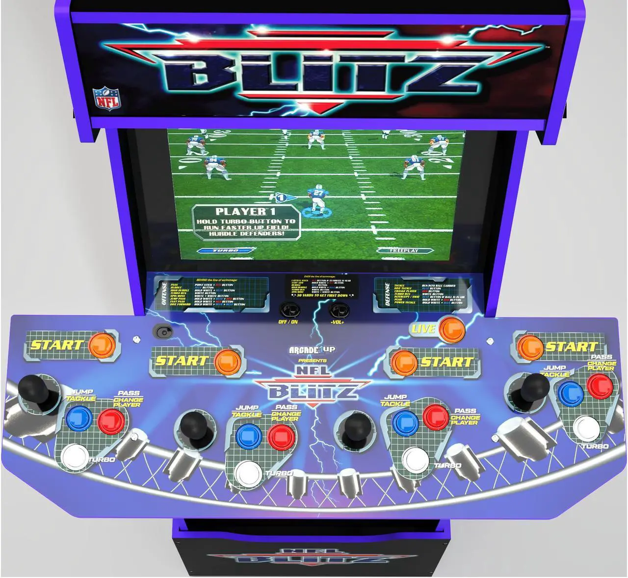 Alt view image 6 of 7 - Arcade1Up NFL Blitz Legends Arcade Machine, Lit Marquee & Riser