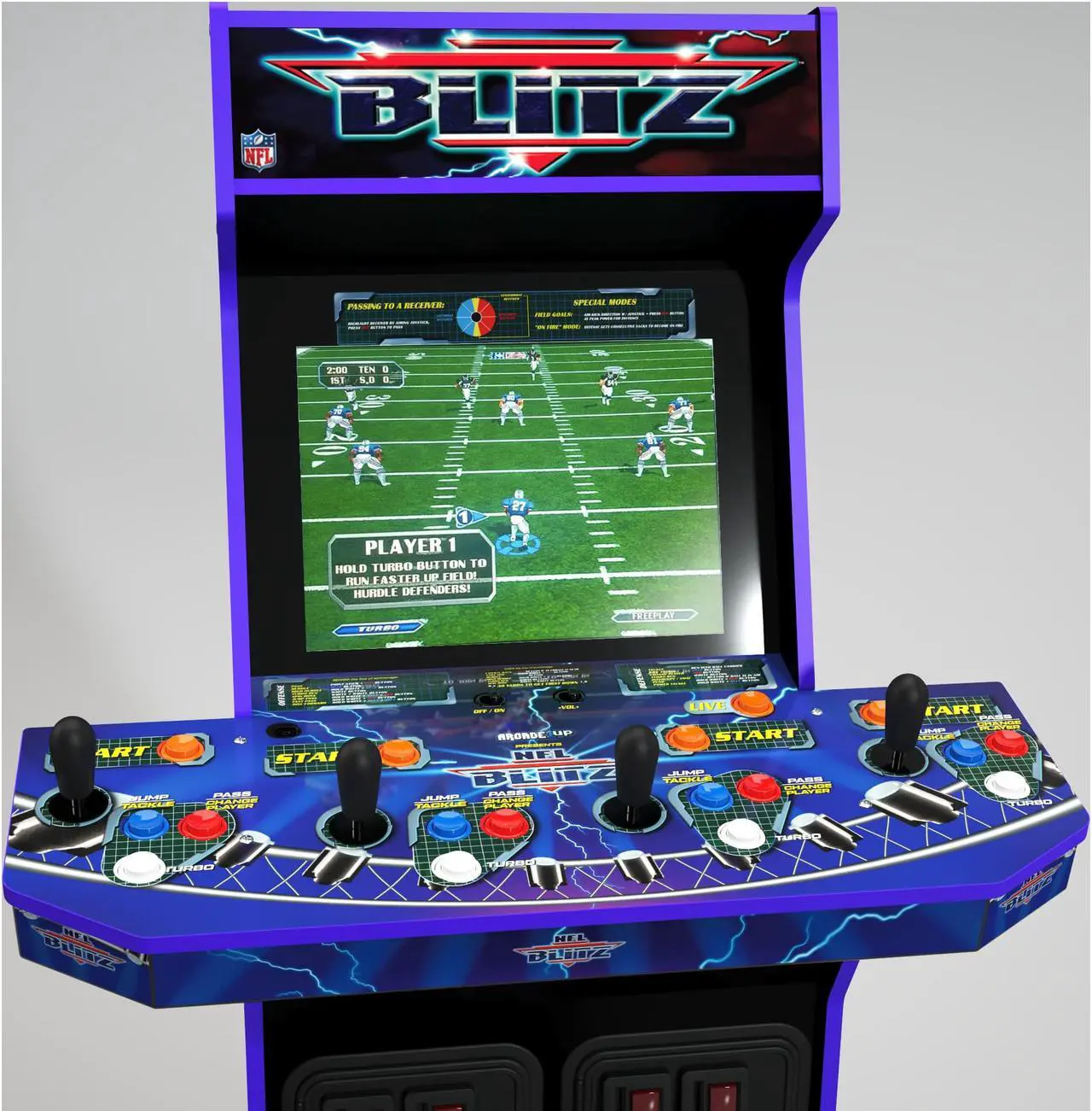 Alt view image 7 of 7 - Arcade1Up NFL Blitz Legends Arcade Machine, Lit Marquee & Riser