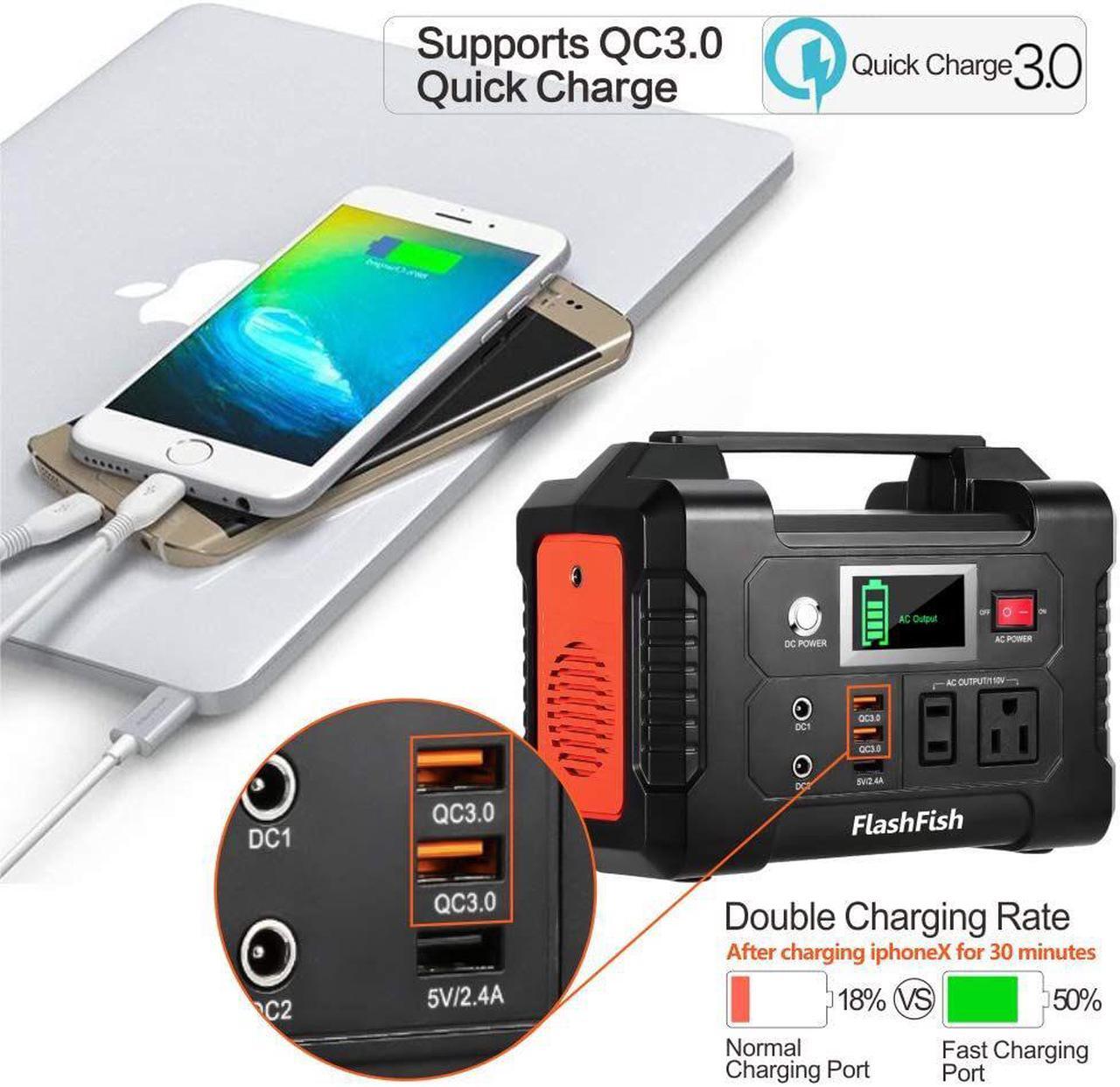 Alt view image 4 of 6 - 200W Portable Power Station FlashFish 40800mAh Solar Generator with 110V AC Outlet/2 DC Ports/3 USB Ports, Backup Battery Pack Power Supply for CPAP Outdoor Advanture Load Trip Camping Emergency