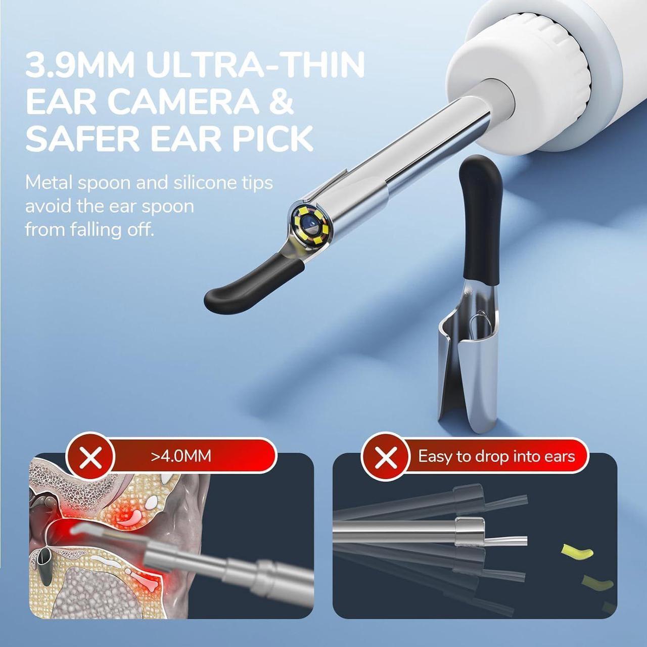 Alt view image 6 of 7 - 3.9mm Ultra-Thin Ear Camera 6 LED Lights,Digital Otoscope Ear Wax Removal Tool