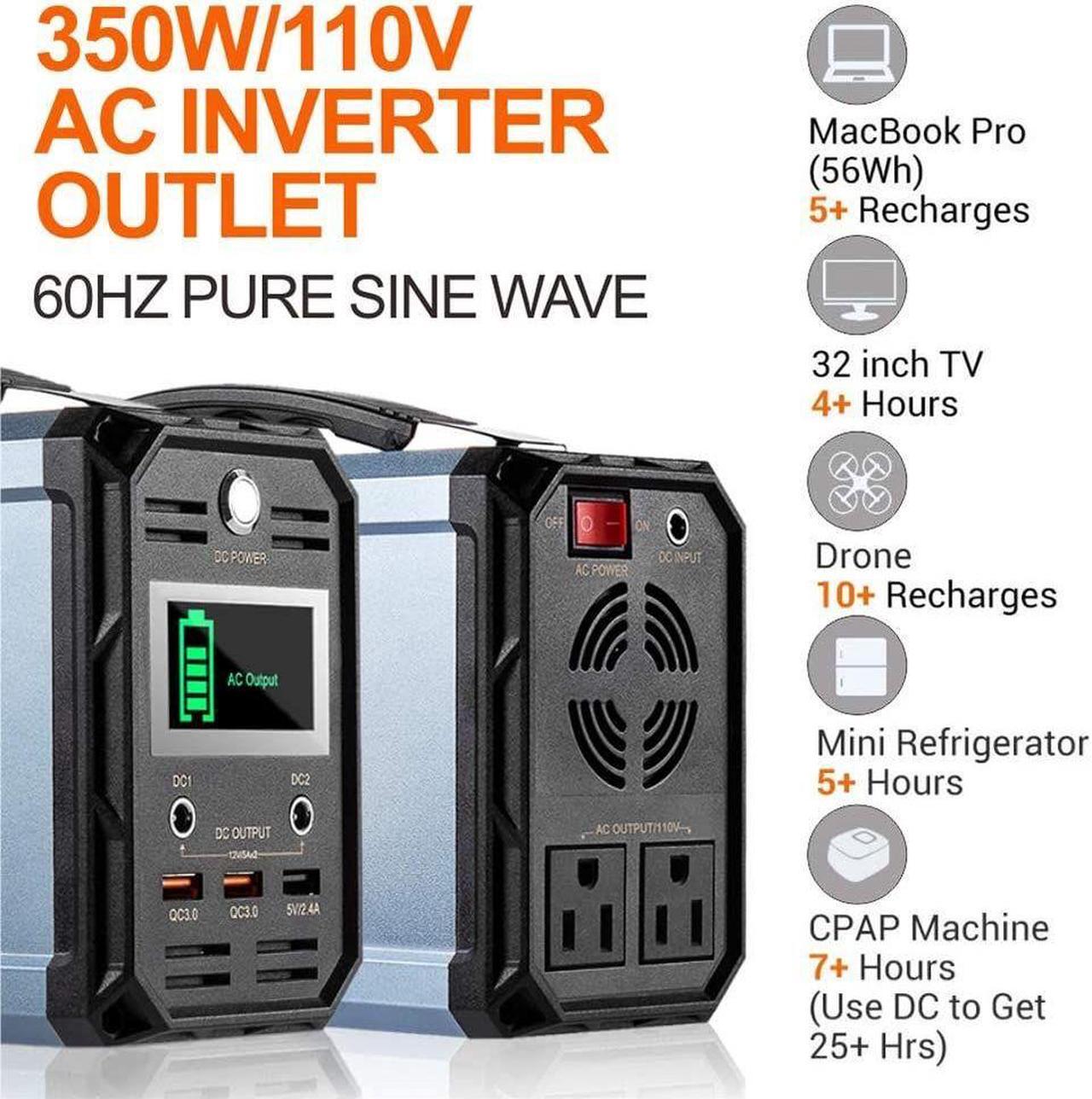 Alt view image 3 of 7 - 300W Solar Generator FlashFish 60000mAh Portable Power Station Camping Potable Generator CPAP Battery Recharged by Solar Panel/Wall Outlet/Car, 110V AC Out/DC 12V /QC USB Ports for CPAP Camp Travel